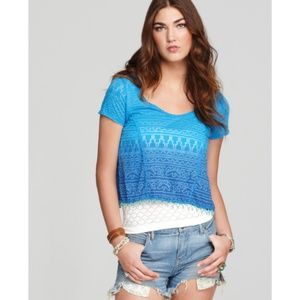 Free People Shibori Beaded Fringe Burnout Top XS
